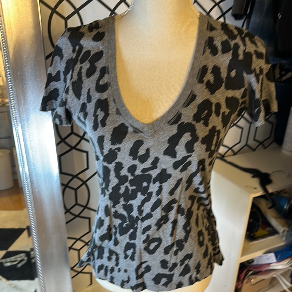 LAMB medium Leopard Print V-Neck Women's Top